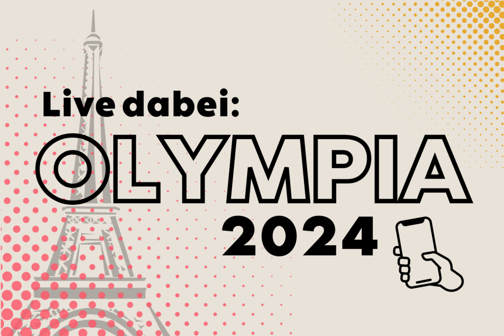 [Translate to Einfache Sprache:] Bild mit Aufschrift zu Olympia in Paris 2024.